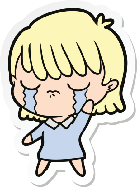 Bir insan tarafından çizilmiş, ağlayan bir karikatür kadının çıkartması.