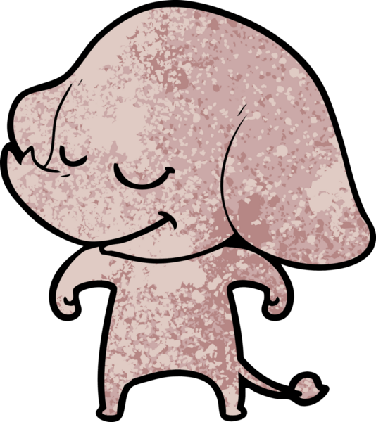 Bir insan tarafından çizilmiş gülümseyen bir fil.