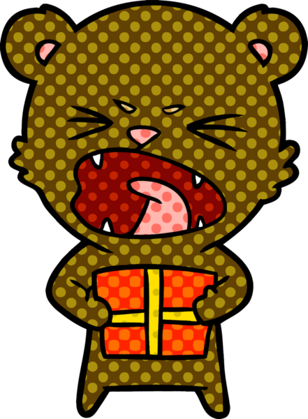 Bir insan tarafından çizilmiş kızgın çizgi film ayısı.