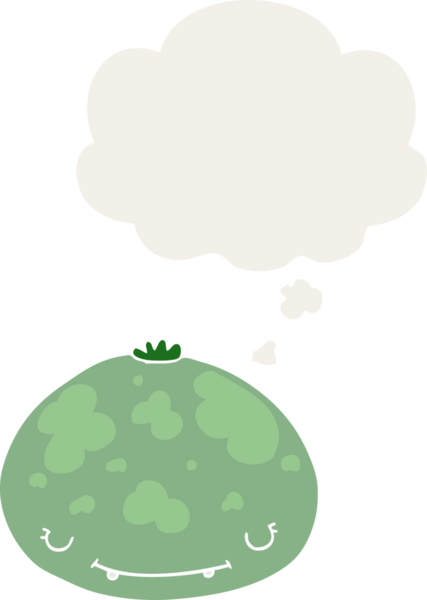 Düşünce baloncuklu çizgi film kabağı insan tarafından çizilmiş.