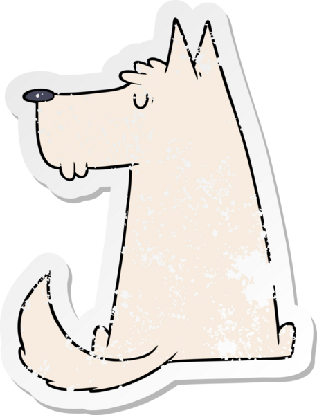 Bir insan tarafından çizilmiş şirin bir köpeğin sıkıntılı çıkartması.