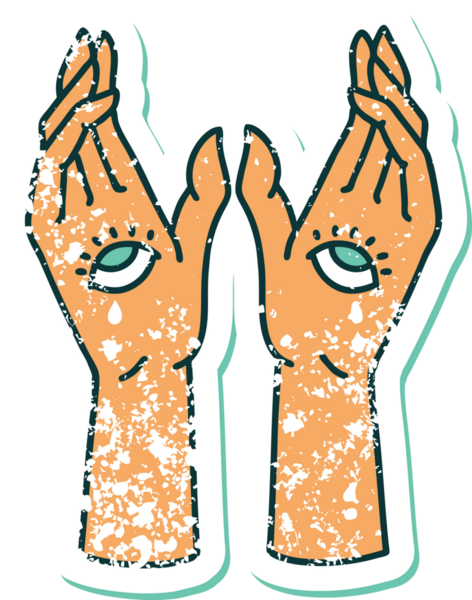 Bir insan tarafından çizilmiş gizemli ellerin sembolik dövmeli görüntüsü.