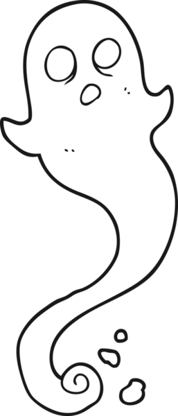 Bir insan tarafından çizilmiş siyah beyaz cadılar bayramı hayaleti.