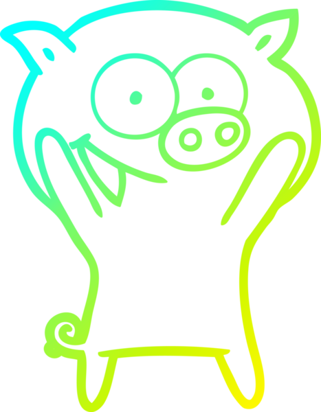 Bir insan tarafından çizilmiş mutlu bir domuz çizgi filmi.