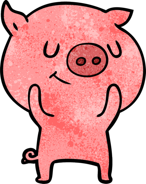 Bir insan tarafından çizilmiş mutlu çizgi film domuzu.