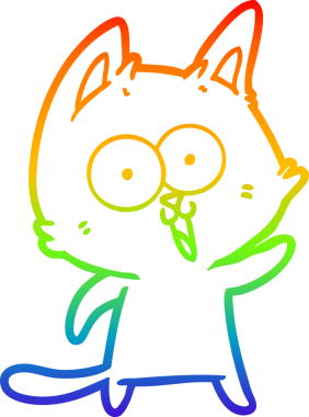 gökkuşağı gradyan çizimi bir insan tarafından çizilmiş komik bir çizgi film kedisi