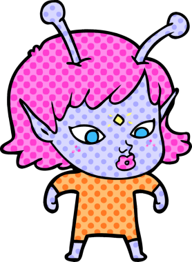 Bir insan tarafından çizilmiş güzel uzaylı kız.