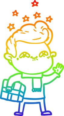 Gökkuşağı gradyanı çizimi bir insan tarafından çizilmiş heyecanlı bir çizgi film