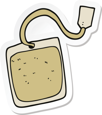 Bir insan tarafından çizilmiş bir çay poşetinin etiketi.