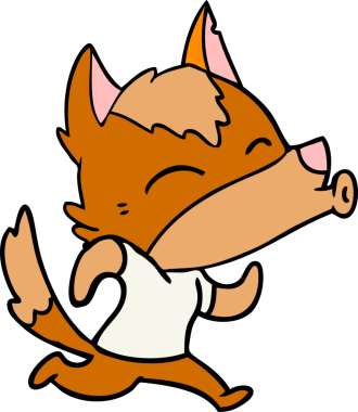 Bir insan tarafından çizilmiş tilki çizgi film karakteri