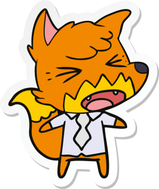 Bir insan tarafından çizilmiş kızgın bir tilki patronunun çıkartması.