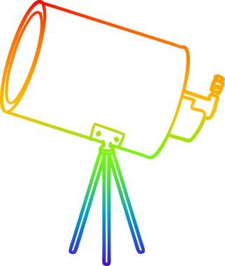 gökkuşağı gradyan çizgi çizimi bir insan tarafından çizilmiş büyük bir teleskop