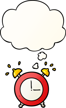 Bir insan tarafından çizilmiş yumuşak eğimli düşünce baloncuklu çalar saat