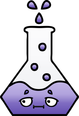 Bir insan tarafından çizilmiş bir deney şişesinin gölgelenmiş gölgesi.