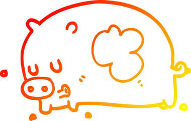 Bir insan tarafından çizilmiş şirin bir domuzun sıcak çizgi çizimi