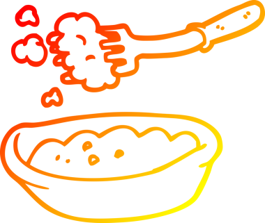 Bir insan tarafından çizilmiş bir yemek kasesinin sıcak çizgi çizimi.