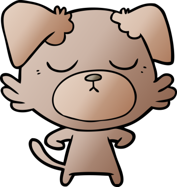 Bir insan tarafından çizilmiş şirin bir çizgi film köpeği.