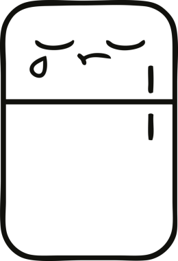 Bir insan tarafından çizilmiş bir buzdolabı karikatürü.