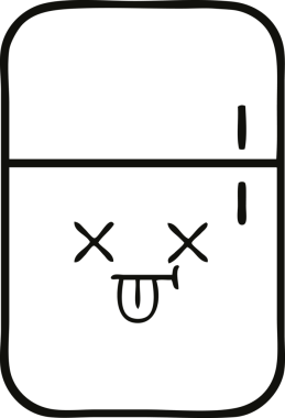 Bir insan tarafından çizilmiş bir buzdolabı karikatürü.