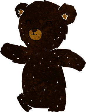 Bir insan tarafından çizilmiş sevimli çizgi film kara ayısı.