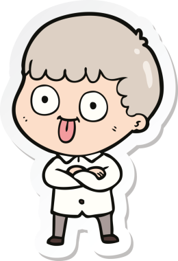 Bir insan tarafından çizilmiş karikatür adamın çıkartması.