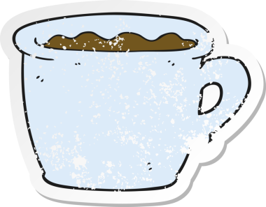 Bir insan tarafından çizilmiş eski bir kahve fincanının gerilimli yapıştırması.