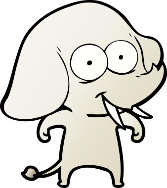 Bir insan tarafından çizilmiş mutlu bir fil.