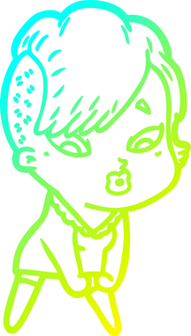 Bir karikatür çizimi, bir insan tarafından çizilmiş bir kızı şaşırttı.