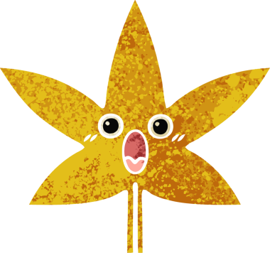 Bir insan tarafından çizilmiş sonbahar yaprağının retro çizim stili karikatürü