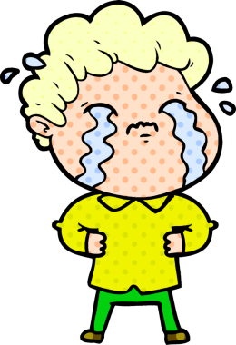 Bir insan tarafından çizilmiş ağlayan çizgi film adamı.