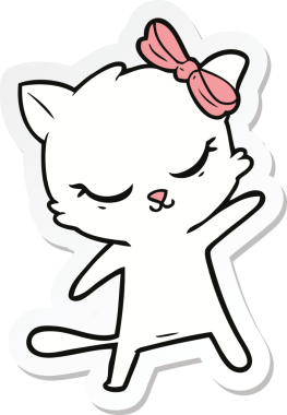 Bir insan tarafından çizilmiş şirin bir çizgi film kedisinin çıkartması.