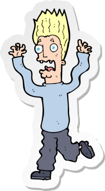 Bir insan tarafından çizilmiş bir karikatürün çıkartması.