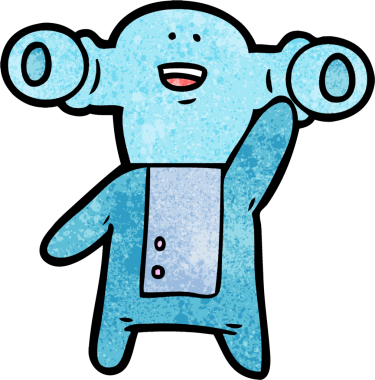 Bir insan tarafından çizilmiş dost canlısı uzaylı çizgi filmi.