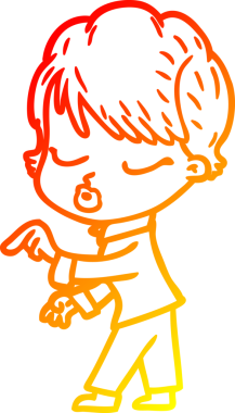 Bir insan tarafından çizilmiş gözleri olan çizgi film kadını çizimi.