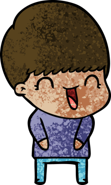 Bir insan tarafından çizilmiş mutlu çizgi film çocuğu.