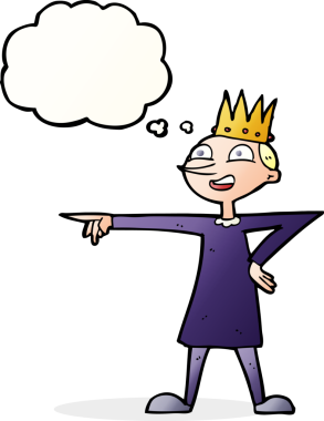 Bir insan tarafından çizilmiş düşünce balonuyla prensi gösteren çizgi film.