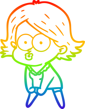 Gökkuşağı gradyan çizimi Bir insan tarafından çizilen çizgi film kızı