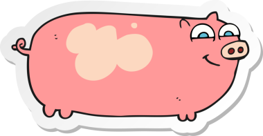 Bir insan tarafından çizilmiş bir domuzun çıkartması.