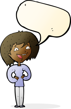 Bir insan tarafından çizilmiş konuşma balonu olan heyecanlı bir karikatür.