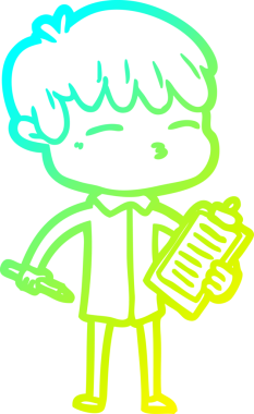 Bir çizgi film karakteri çizen soğuk gradyan bir insan tarafından çizilmiş meraklı çocuk.