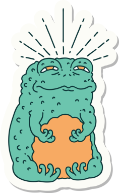 Bir insan tarafından çizilmiş dövme stili karakteri çıkartması.