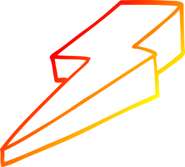 Bir insan tarafından çizilmiş dekoratif bir yıldırımın sıcak çizgi çizimi