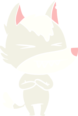 kızgın kurt düz renkli çizgi film bir insan tarafından çizildi.