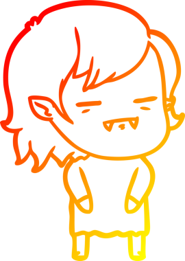 Bir insan tarafından çizilmiş ölümsüz vampir bir kızın sıcak çizgi çizimi