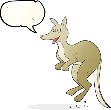 Bir insan tarafından çizilmiş serbest konuşma balonu çizgi filmi kangurusu.