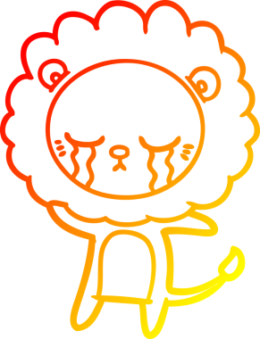 Bir insan tarafından çizilmiş, ağlayan bir aslanın sıcak çizgi çizgisi.