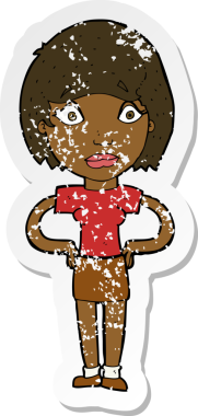 Bir insan tarafından çizilmiş endişeli bir karikatürün gerilimli çıkartması.