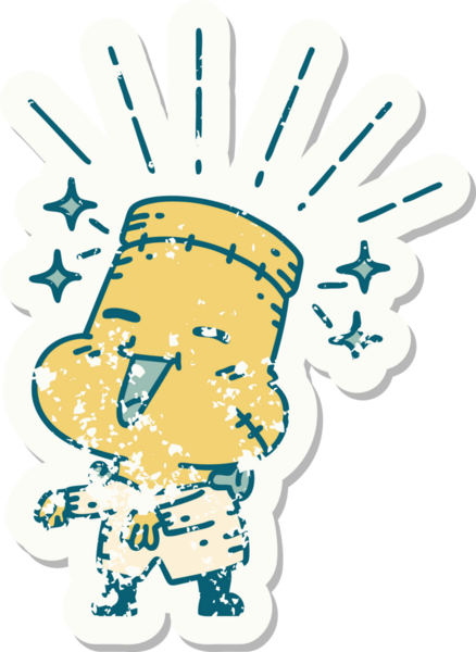 Dövme stili eski bir çıkartma Bir insan tarafından çizilmiş mutlu cadılar bayramı zombi canavarı