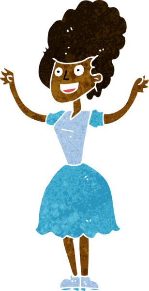 Mutlu 1950 'lerin kadını bir insan tarafından çizilmiş.