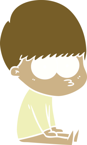 Bir insan tarafından çizilmiş tuhaf düz renkli çizgi film çocuğu.